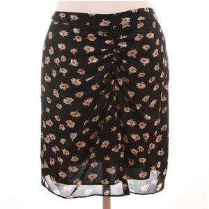 MADEWELL Black Floral Pattern Silk Skirt